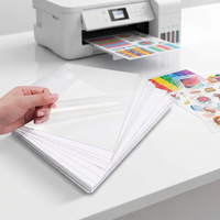Papel Adhesivo Transparente Imprimible A4, Vinilo Autoadhesivo PET, Papel Adhesivo Transparente A4 Resistente al Agua para Impresora de Inyección de Tinta