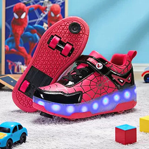 Flashing Roller Shoes For Kids With Led Lights Rechargeable Wheels Black Red EVA Material Double Row Wheel Type - Product Image 5