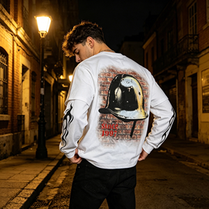 T-Shirt Oversize Personalizzata per Uomo, 100% Cotone, Maniche a Doppio Strato, Alta Qualità, Effetto Lavato, Stampa Hip Hop, Stile Streetwear - Product Image 3