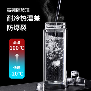 Double Walled Glass Water Cup With Tea Water Separation 304 Stainless Steel Infuser For Tea And Water - Product Image 5