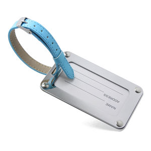 Tag alamat ID nama logam kualitas tinggi Tag bagasi Promosi besi tahan karat efek cermin tali kulit pribadi - Product Image 6