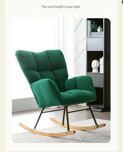 Comfortable High Backrest Accent Rocking <strong>Glider</strong> Chair Padded Seat Upholstered Stainless Steel for Living Room Bedroom Home Hotel - Product Image 2