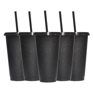 Set of 5 Color Changing PP Party <b>Cups</b> Leak-Proof with <b>Lid</b> & <b>Straw</b> Boiling Water Applicable Fun Colorful <b>Cups</b> Change Temperature - Product Image 6