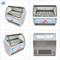 Congélateur commercial à glace sans givre avec refroidissement par air, vitrine incurvée en verre haute transparence anti-buée, tension personnalisable
