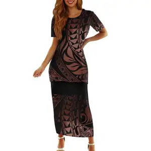 Samoa Puletasi Polynesian Tribal Fiji Print Custom Ladies Plus Size Women's Sets Church Dress Asia & Pacific Islands Clothing