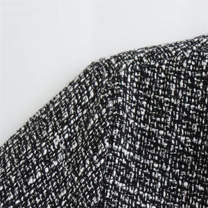 LM W13 Elegant Crew Neck Design Gold Buttons Regular Length Knitted Fabric Women's Black <strong>White</strong> Solid Parkas Waterproof <strong>Jacket</strong> - Product Image 5