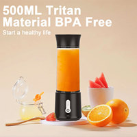 Licuadora Portátil Eléctrica de Mano de 500 ml para Viajes y Actividades al Aire Libre, Carga USB, 6 Cuchillas, Vaso para Licuados, Exprimidor de Frutas Prensado en Frío