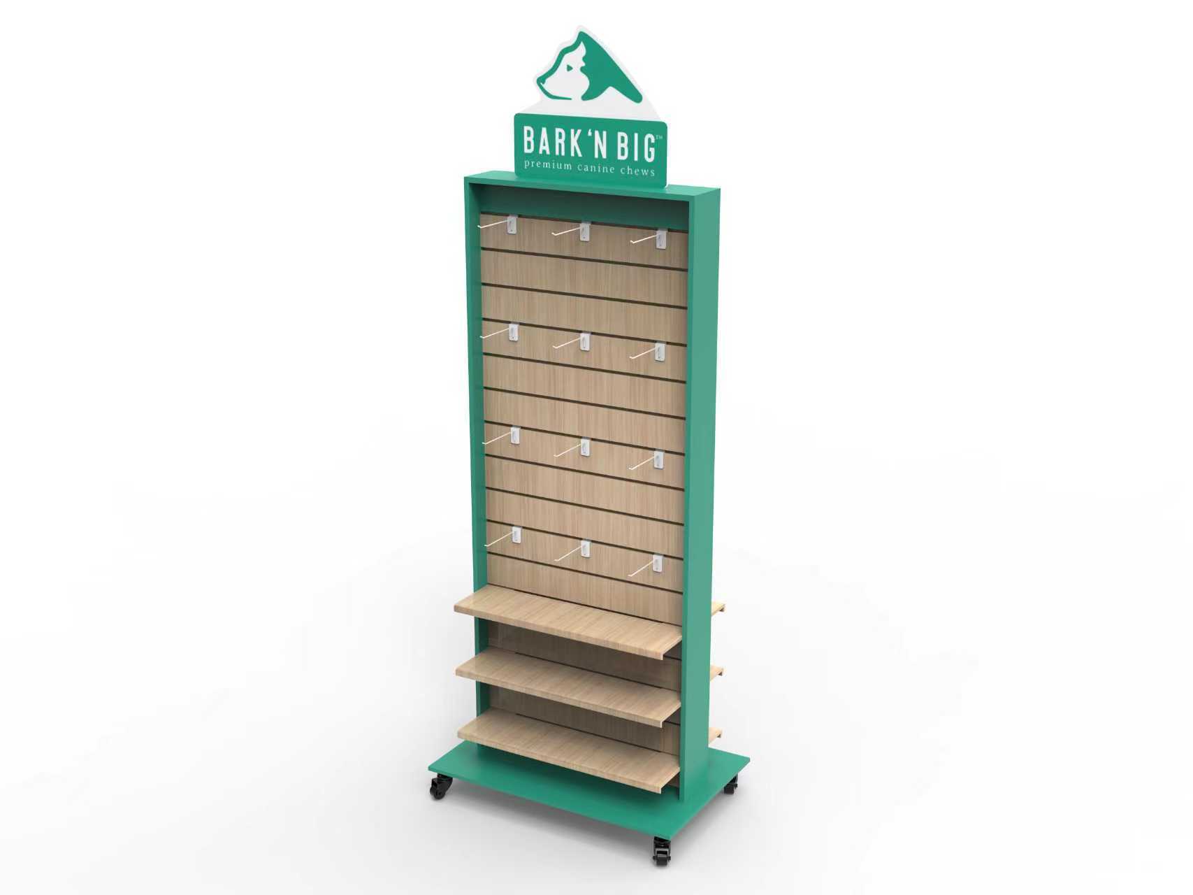 Custom Logo Retail Brand Store Display Racks Pet Toy Display Stand Floor Wood Double-sided Stand — view 6