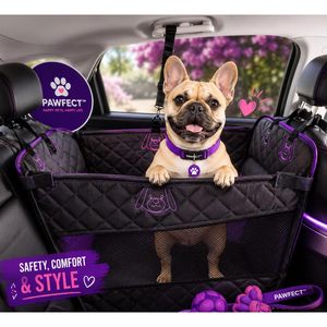ผ้าคลุมเบาะรถยนต์สำหรับสุนัข PAWFECT แบบกันน้ำ สีดำ พร้อมหน้าต่างตาข่ายและช่องเก็บของสำหรับเบาะหลัง - Product Image 1