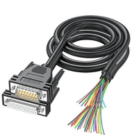 Cable de extensión serie DB9/15/25 24AWG macho y hembra RS232, conector chapado en oro con arnés de cable de extremo de cable desnudo