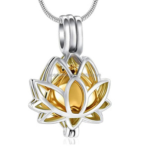 Cremation Jewelry for Ashes Mini Keepsake Urn Memorial Ash Necklace Lotus Flower Ashes Cremation Urn Pendant - Product Image 1