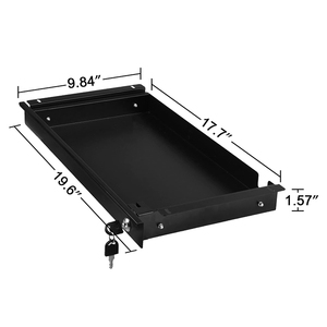 Jh-mech ngăn kéo dưới bàn ngăn kéo ẩn lưu trữ có thể khóa trơn trượt theo dõi 17*9.8*1.75 inch thép carbon dưới bàn ngăn lưu trữ - Product Image 2
