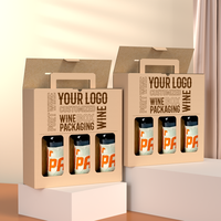 Caja de Cartón Corrugado Kraft Impresa Personalizada para 6 Botellas de Vino, Portátil, para Venta al por Mayor