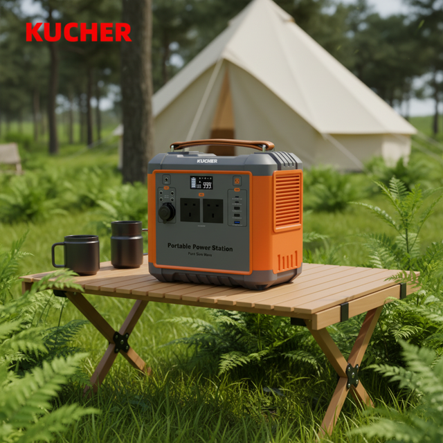 KUCHER Portable 1000W 716WH Lithium Ion Station UK Plug Pure Sine Wave Inverter Solar Panel Flashlight Home Outdoor Use Cigar