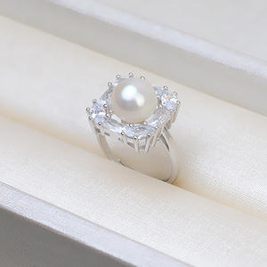 Anillo de Plata S925 Wenchi con Base Cuadrada y Perla Ajustable, Modelo 16804, Joyería Elegante para Mujer, China - Product Image 3