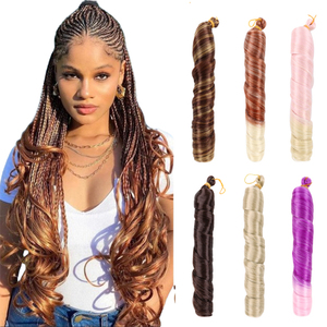 Trenzas de Ganchillo en Espiral Sueltas Francesas de 22 Pulgadas para Extensiones de Cabello Sintético de Color Ombre, Trenza Ondulada con Textura Elástica - Product Image 1