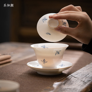 Dispositivo per la preparazione del tè in ceramica di Phalaenopsis Gaiwan Kung Fu Set da tè Anti-scottatura per uso domestico - Product Image 3