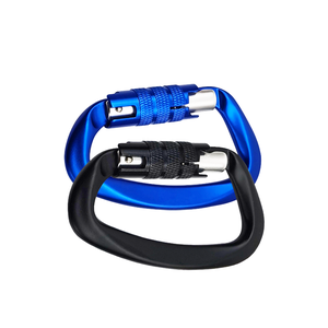 Cheap price safety attractive style aluminum carabiner D snaped hook screw lock Black - Product Image 3