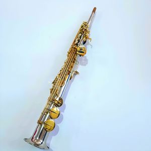 Tubo <span class=keywords><strong>de</strong></span> una pieza <span class=keywords><strong>de</strong></span> plata <span class=keywords><strong>de</strong></span> níquel, <span class=keywords><strong>Saxofón</strong></span> Soprano afinado en Bb, superficie chapada en plata, llaves doradas con accesorios <span class=keywords><strong>de</strong></span> correa - Product Image 4