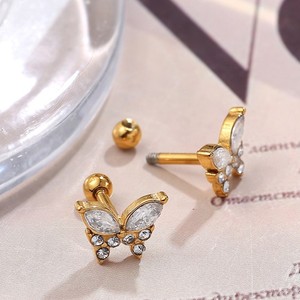 Boucles d'oreilles papillon en cristal doré, design insecte, serti griffe, bijoux de mode pour soirée EH950 - Product Image 4