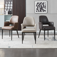 Chaise de salle à manger en cuir blanc, style lounge, moderne et minimaliste, pour cuisine et salle à manger