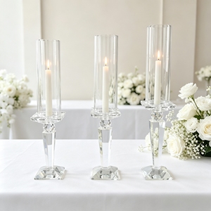 Wholesale Clear Hurricane Crystal <b>Glass</b> Candle Holder Windproof Cylinder Taper <b>Candlestick</b> for Wedding Table Centerpiece - Product Image 6