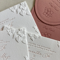 Tarjeta de Invitación de Boda Personalizada con Relieve Exquisito, Papel Hecho a Mano con Borde Decorativo para Invitaciones de Ceremonia de Matrimonio y Fiesta de Compromiso