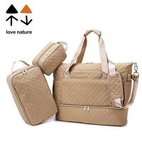 Tas Travel Tahan Air Modis Kapasitas Besar Bahan Oxford Penutup Ritsleting Multifungsi Pengisian Daya USB Tas Olahraga Kasual