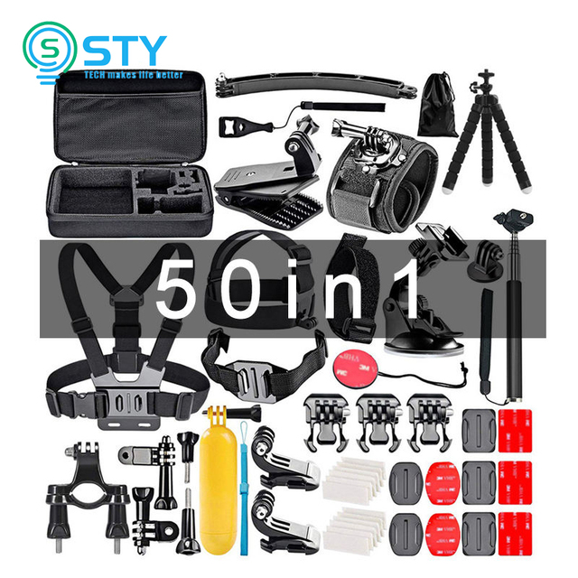 50 in 1 Action & Sports Gopros Camera Accessories Combo Kit Original 50-in-1 for Gorpo Hero 12 11 10 9 8 Go Pro Accessory Set