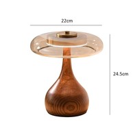 Lampu Meja Kayu Ash Putih Gaya Jepang Abad Pertengahan dengan Kap Lampu Kaca Amber, Dapat Diredupkan, Spektrum Penuh CRI97, Lampu Kamar Tidur Ruang Tamu