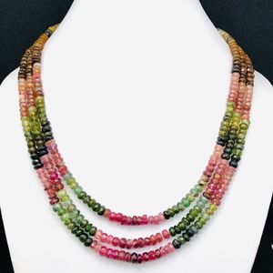 Top Finest Faceted Rondelle Cuentas de turmalina natural Rosa Verde Negro Sandía Gemmy Tourmaline 12 pulgadas 2mm Strand Wedding N - Product Image 1