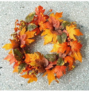 Factory Supply Front <b>Door</b> Artificial Fall <b>Wreath</b> Pumpkin Pine Cone Berry Thanksgiving Harvest <b>Wreath</b> for Indoor Decorations - Product Image 6