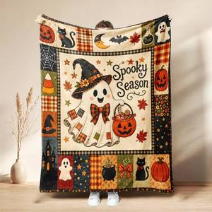 Couverture de festival en flanelle Baer Halloween personnalisée, imprimée, 100 % polyester, douce pour la peau, moderne, toutes saisons - Product Image 1
