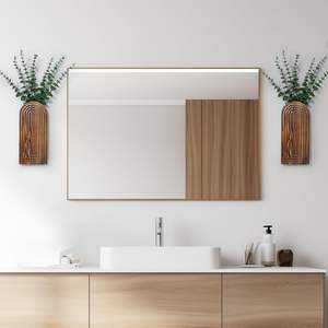 Ensemble de jardinières suspendues et murales Boho, 2 pièces, motif grain de bois, pour plantes et fleurs d'intérieur, salon, chambre, salle de bain, patio (marron) - Product Image 2