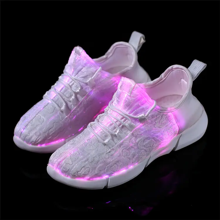 2020 새로운 디자인 Led 깜박이 밤 실행 네온 광섬유 신발