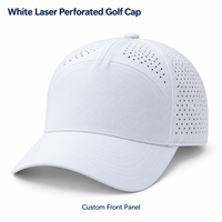 Casquette de baseball et de golf ajustable en coton respirant, broderie personnalisée, perforations laser, cinq panneaux, visière incurvée, pour sports et activités de plein air