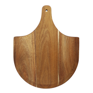 Plateau à pizza en bois d'acacia 38x30cm, forme irrégulière, planche à découper pour la cuisson et le service - Product Image 2