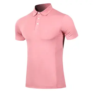 Camiseta de polo de poliéster para homens, camiseta de alta qualidade com secagem rápida e personalizada, rosa, de golfe lisa, para homens