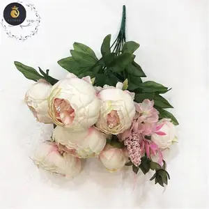 زهرة الفاوانيا الصناعية التي تحتوي على 13 رأسًا من الفاوانيا لصنع قطع مركزية من زهور الزفاف