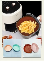 Revêtement personnalisé en silicone de qualité alimentaire pour friteuse 8 pouces réutilisable facile à laver revêtement antiadhésif pour poêle doublures pour friteuse à air