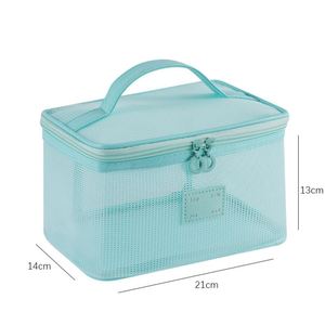 Sacs cosmétiques respirants avec fermeture éclair, organiseur de maquillage léger pour voyage en maille, trousse de toilette avec poignée - Product Image 6