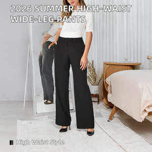 High Waisted Wide Leg <b>Suit</b> <b>Pants</b> Full Length Loose Fit Solid <b>Women</b> Trousers Casual Wear - Product Image 2