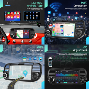 Hikity 7 ''6 + 128G pour <span class=keywords><strong>Fiat</strong></span> 500 2007-2015 Android Car Radio Car Stereo Wireless Carplay/Android Auto EQ/GPS/WiFi Fabricant OEM - Product Image 2