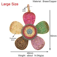 Luxe Classiques Trèfle Feuille Soleil Fleur Zircon Focal Charme Pendentif, Réel 18K Plaqué Or Bijoux Résultats Accessoires Fournitures S01