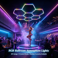 Lampes hexagonales RGB modulaires à assembler soi-même, installation facile, éclairage de plafond LED, éclairage d'ambiance pour bar, boîte de nuit, scène