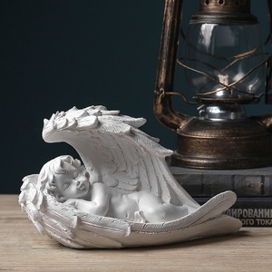 Statue de prière en résine, 1 pièce, jolie Figurine d'ange, prière pour le jardin des commémoratifs - Product Image 4