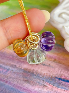 Xinfly Cute Jewelry 18K <b>Real</b> Gold and <b>Crystal</b> Pumpkin Shape Pendant for Ladies Women - Product Image 3