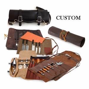 Étui de rangement en cuir sur mesure pour ensemble de couteaux de chef, sac de transport en cuir pour couteaux - Product Image 1