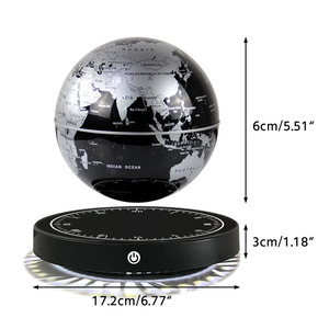 Globe à lévitation magnétique noir, or, bleu, globe terrestre flottant, lumière LED rotative, ornement de bureau - Product Image 6