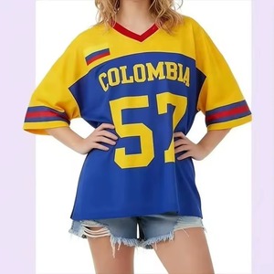 Camiseta <span class=keywords><strong>de</strong></span> manga corta <span class=keywords><strong>para</strong></span> <span class=keywords><strong>mujer</strong></span>, verano 2026, con estampado <span class=keywords><strong>de</strong></span> letras y bandera nacional, <span class=keywords><strong>de</strong></span> malla, transpirable, holgada, estilo INS, <span class=keywords><strong>para</strong></span> deportes, venta al por mayor - Product Image 1